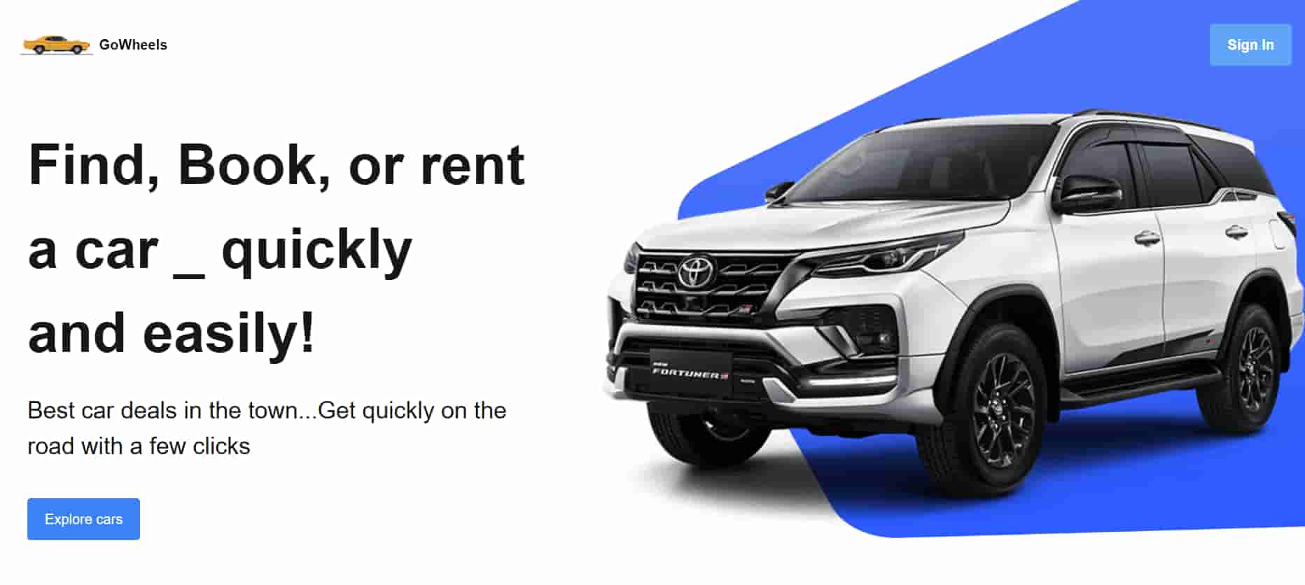 GoWheels - Car Rental Platform project screenshot